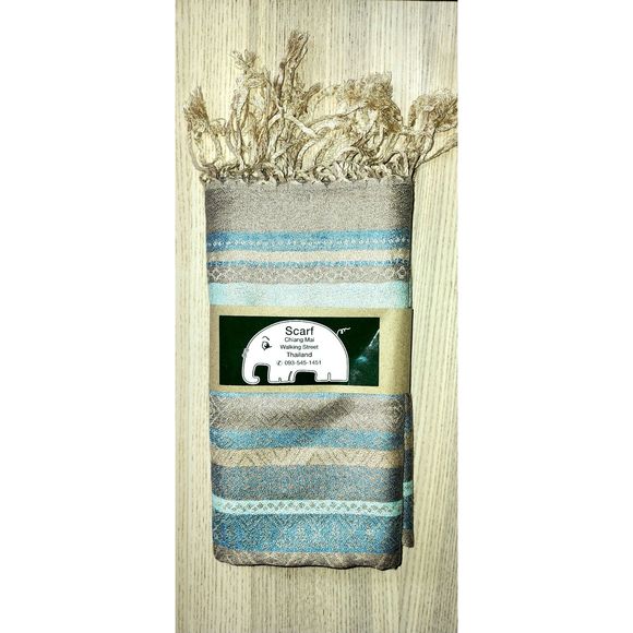 NWT Handmade scarf from Thailand with fringe - Picture 3 of 3